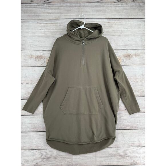 All Saints Dresses & Skirts - ALL SAINTS Xonda Full Zip Hoody Dress Womens Medium Olive Green Rough Hem